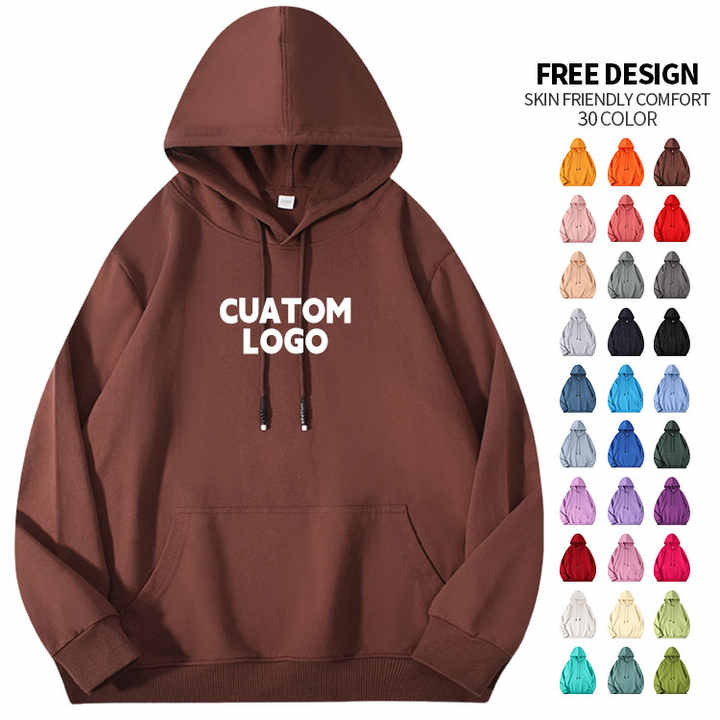 Whole Sale Custom Logo Print Cotton Blank Casual Luxury Hoodies Tracksuit Unisex Fleece Embroidery Plain Men's Hoodies